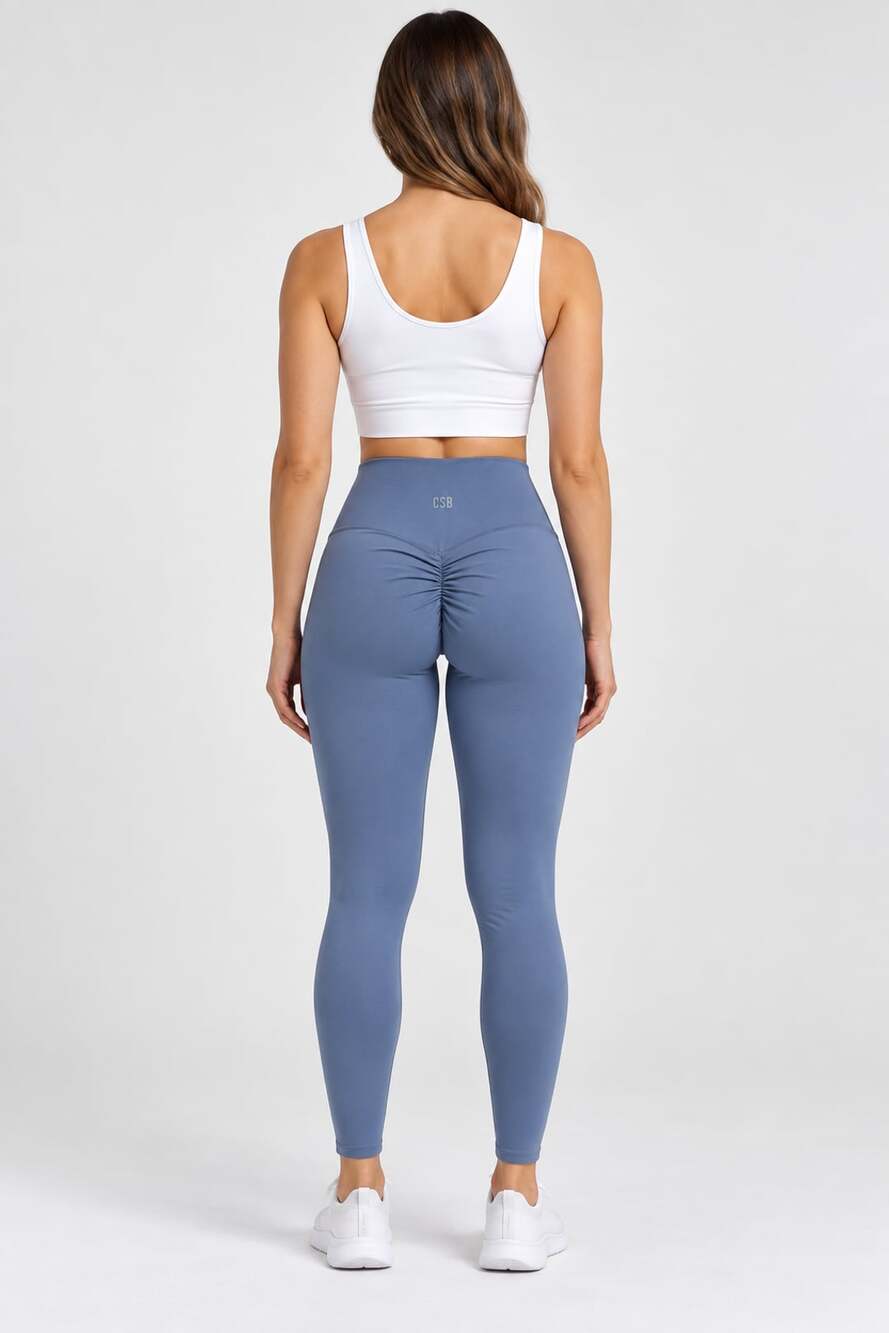 CSB Crop Shop Boutique High Waisted Scrunch Booty Leggings Blue Size S - Picture 2 of 8